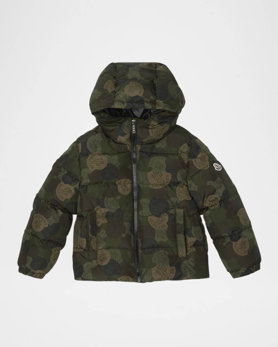 Boy's Escer Camo Logo-Print Puffer Jacket, Size 12-